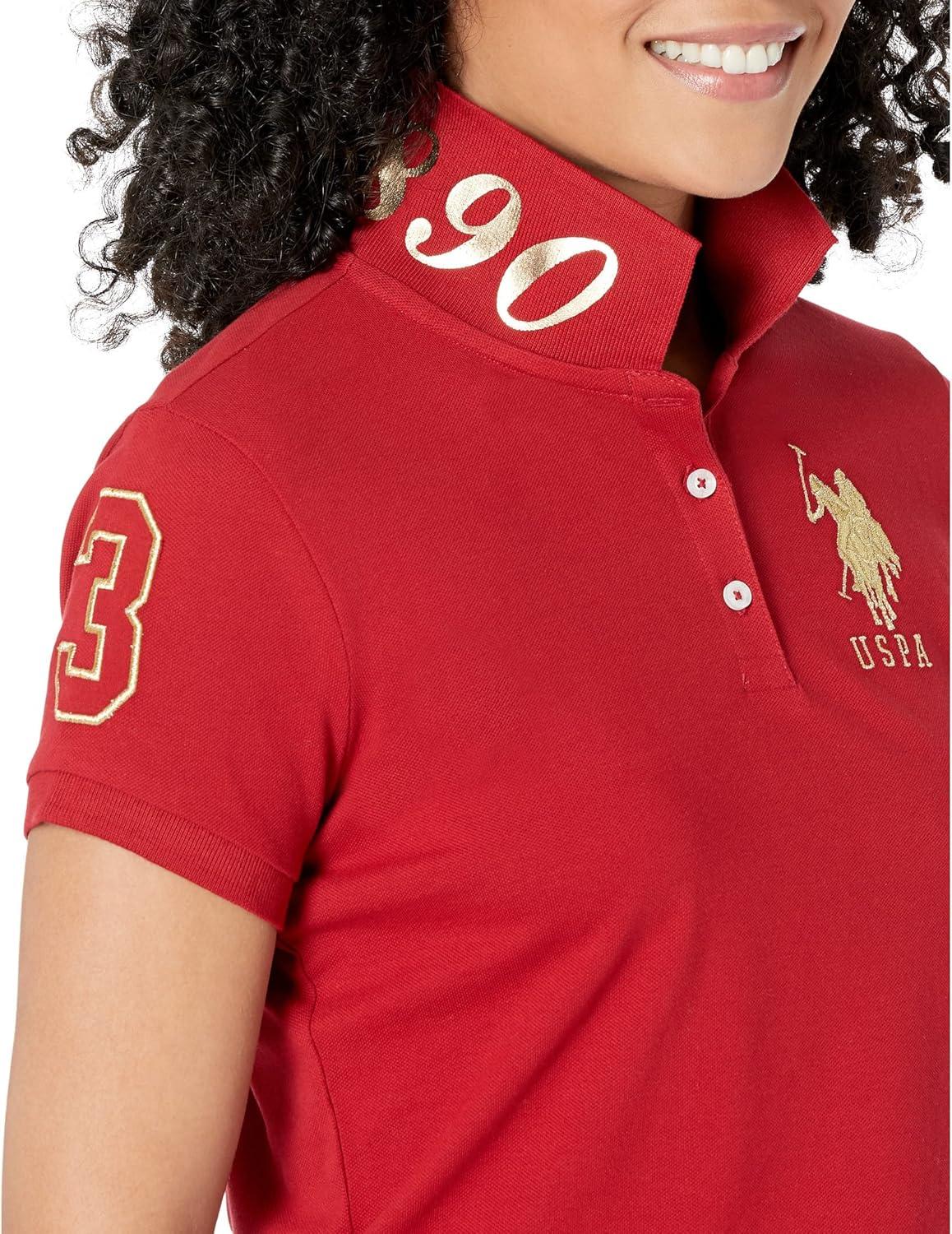 image:imageMetallic Print Polo Shirt by US Polo AssnRhythmic Red