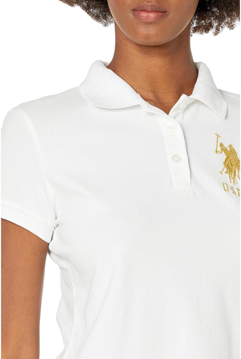 image:imageMetallic Print Polo Shirt by US Polo AssnWhite U0026 Gold