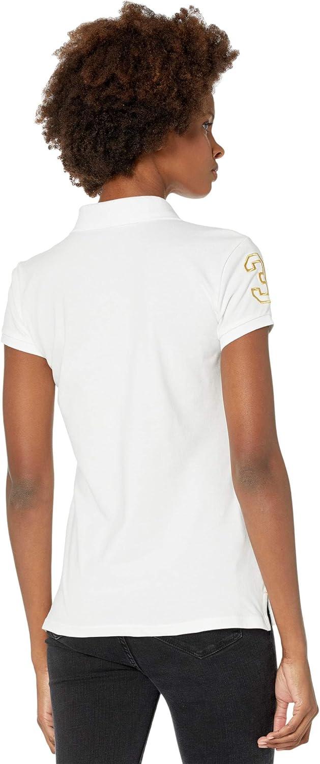 image:imageMetallic Print Polo Shirt by US Polo AssnWhite U0026 Gold
