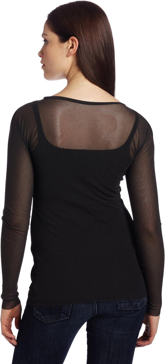 image:imageOnly Hearts Womens Tailored Tulle LongSleeve CrewNeck ShirtCharcoal
