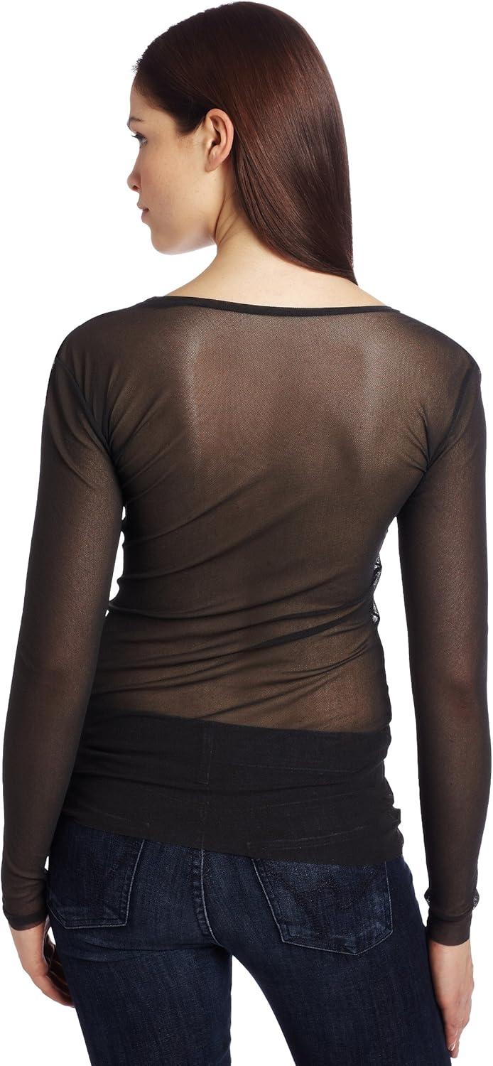 image:imageOnly Hearts Womens Tailored Tulle LongSleeve CrewNeck ShirtCharcoal