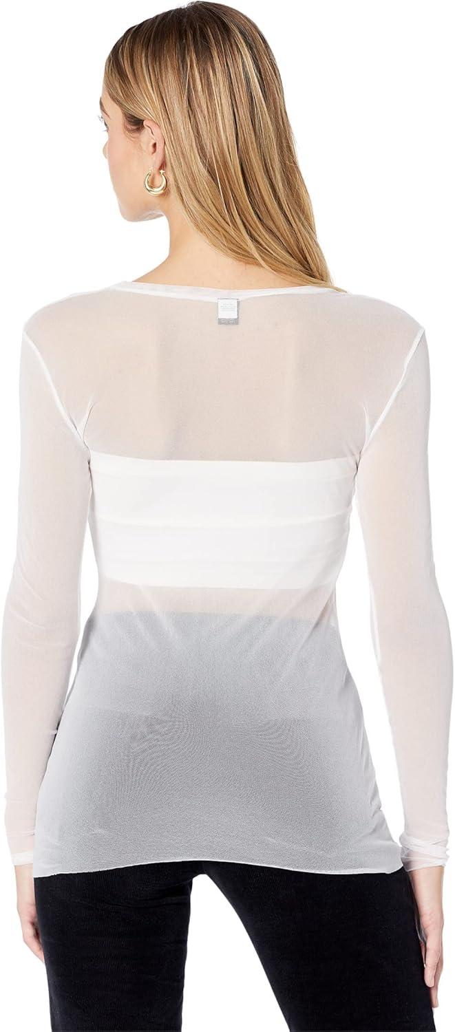image:imageOnly Hearts Womens Tailored Tulle LongSleeve CrewNeck ShirtWhite