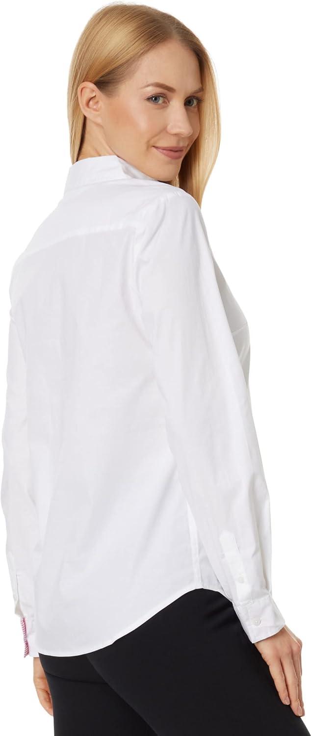 image:imageStretch Poplin Shirt in Solid Color by US Polo AssnWhitePearl Pink Stripe