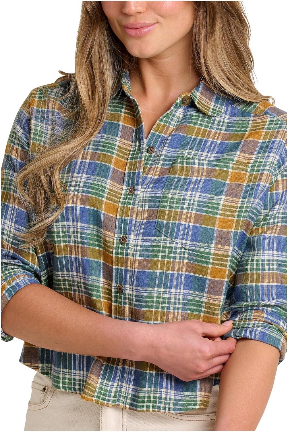 image:imageToadampCo Womens ReForm Flannel Boxy Long Sleeve ShirtKyanite Tonal Madras