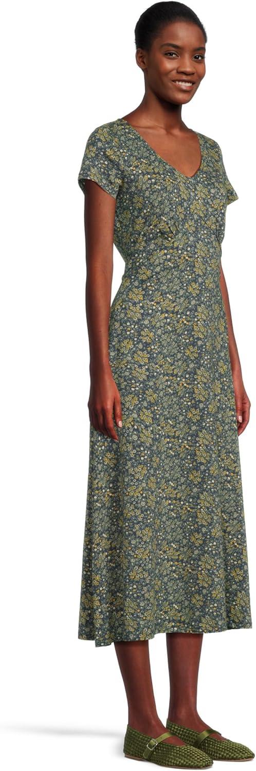 image:imageToadampCo Womens Rose Midi Short Sleeve DressTrue Navy Retro Print