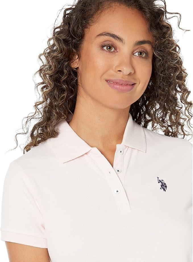 image:imageUS Polo ASSN Womens Short Sleeve Small Pony Solid Pique Polo ShirtClassic Pink
