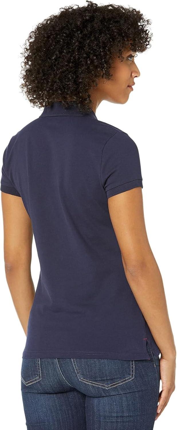 image:imageUS Polo ASSN Womens Short Sleeve Small Pony Solid Pique Polo ShirtEvening Blue