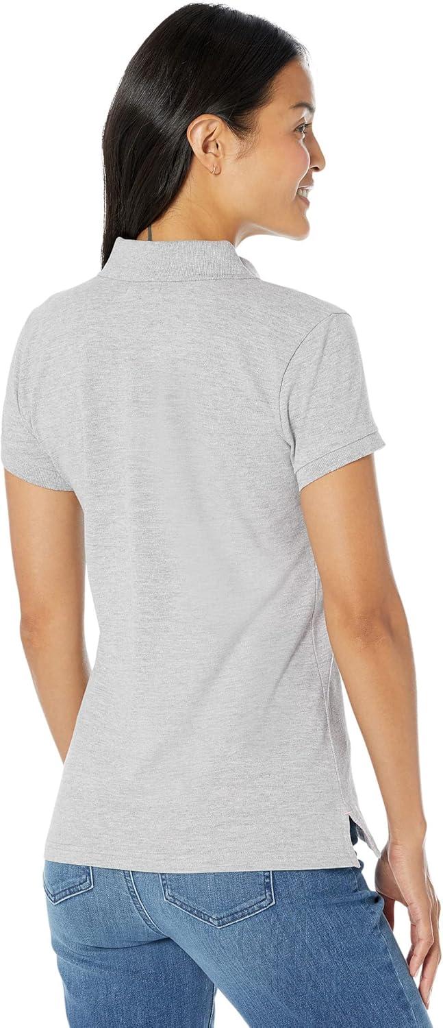 image:imageUS Polo ASSN Womens Short Sleeve Small Pony Solid Pique Polo ShirtHeather GreyPink