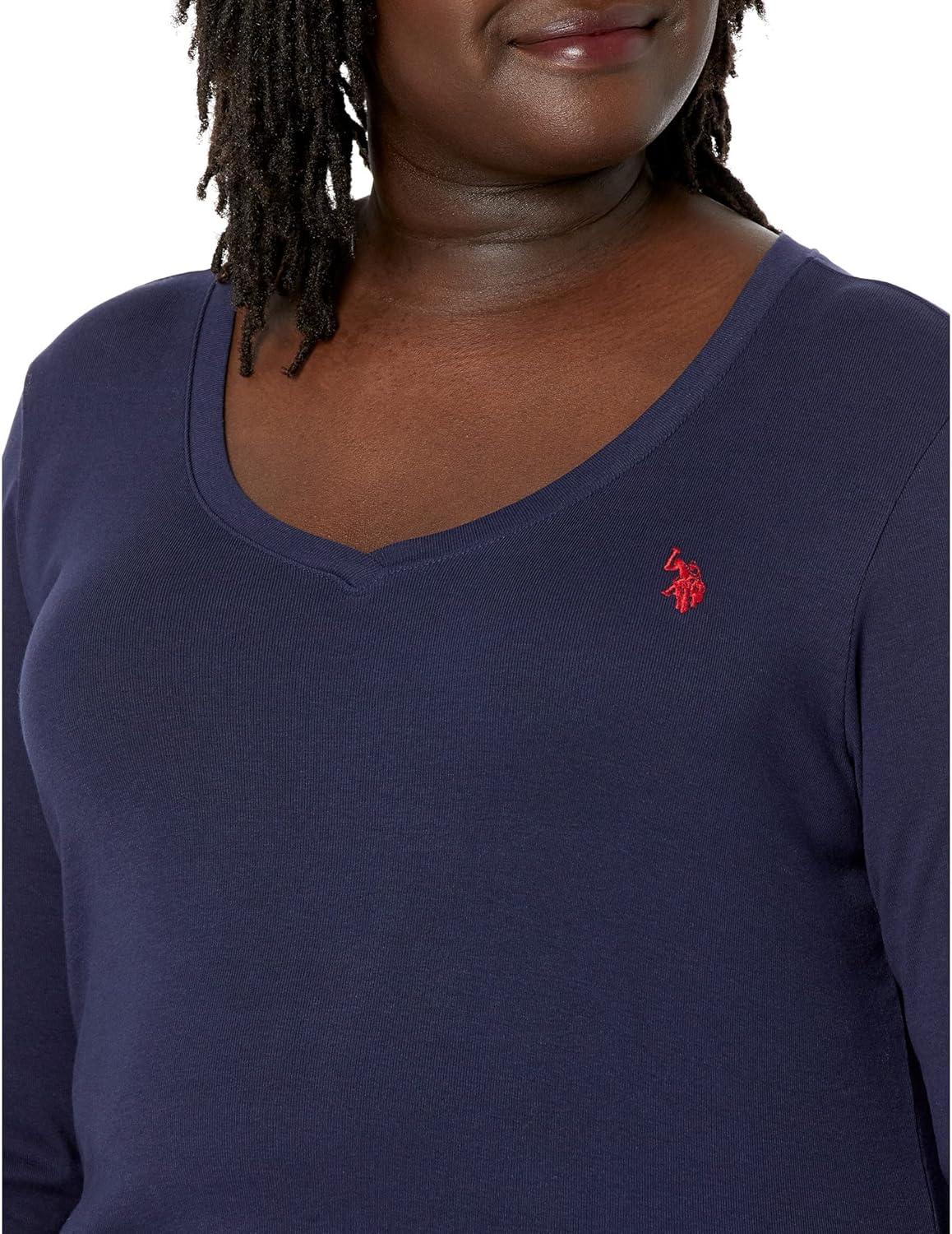 image:imageUS Polo Assn Juniors Ribbed VNeck TShirtNavy Red