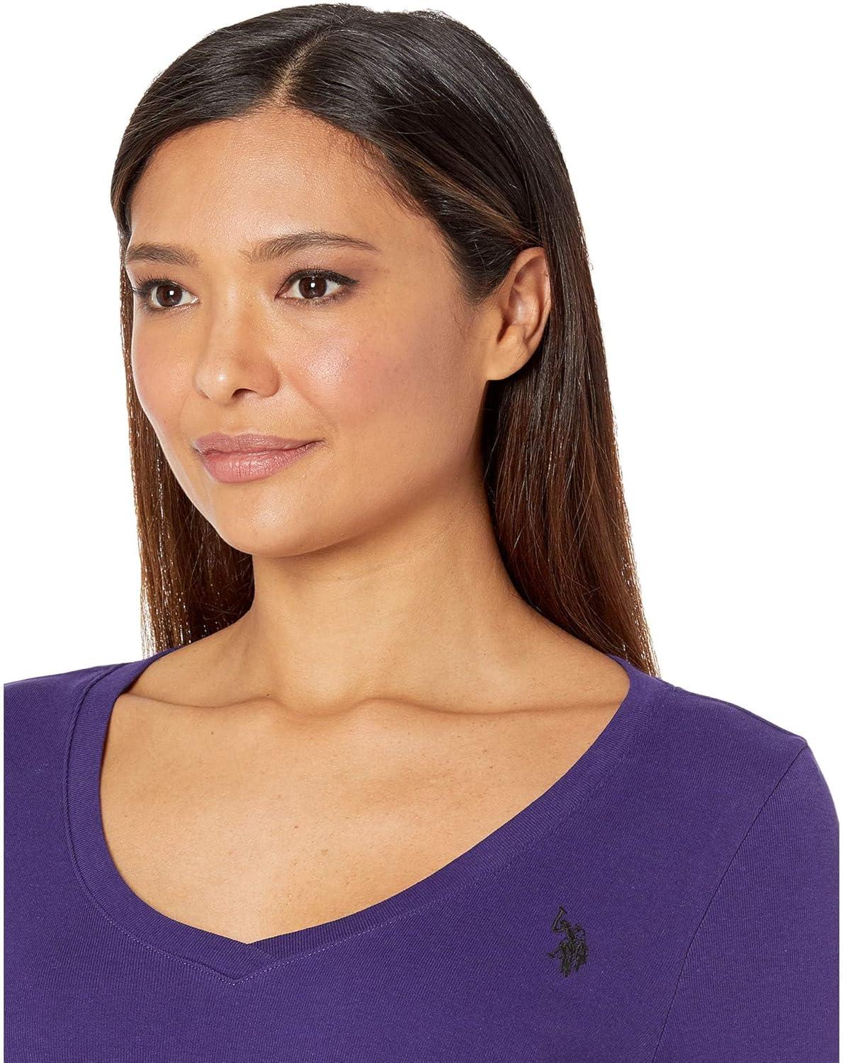 image:imageUS Polo Assn Juniors Ribbed VNeck TShirtPurple Aura 3285