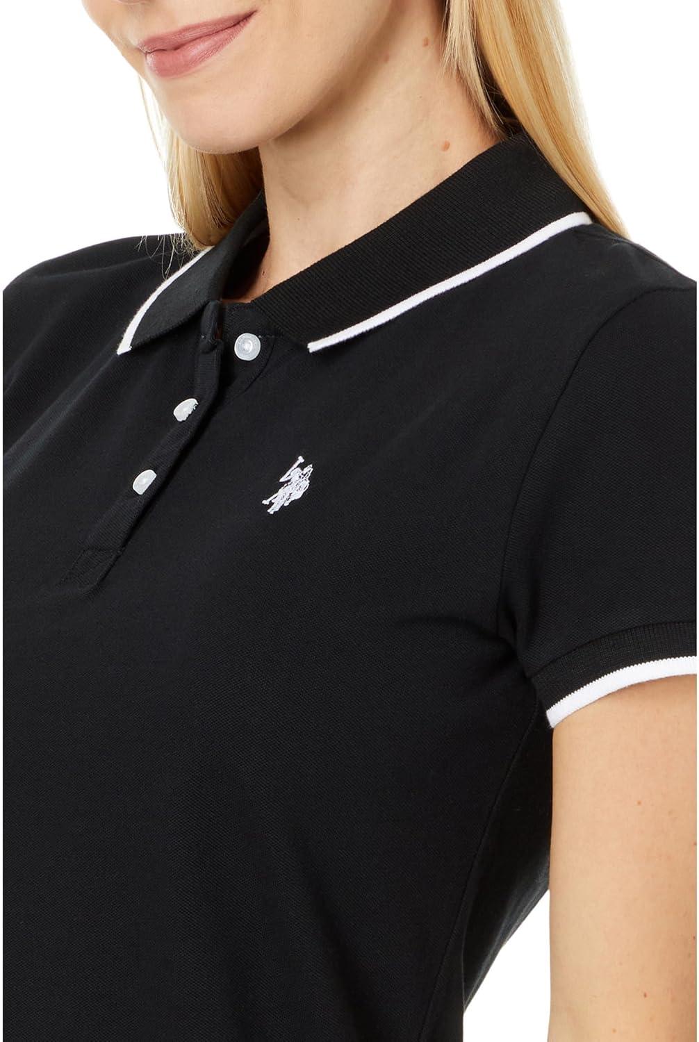image:imageUS Polo Assn Womens Classic Stretch Pique Polo ShirtAnthracite Black