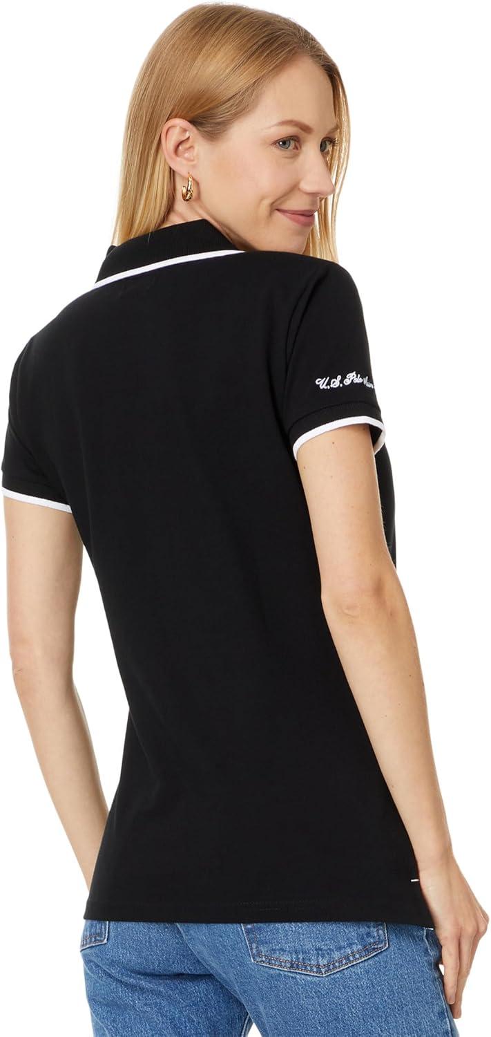 image:imageUS Polo Assn Womens Classic Stretch Pique Polo ShirtBlack