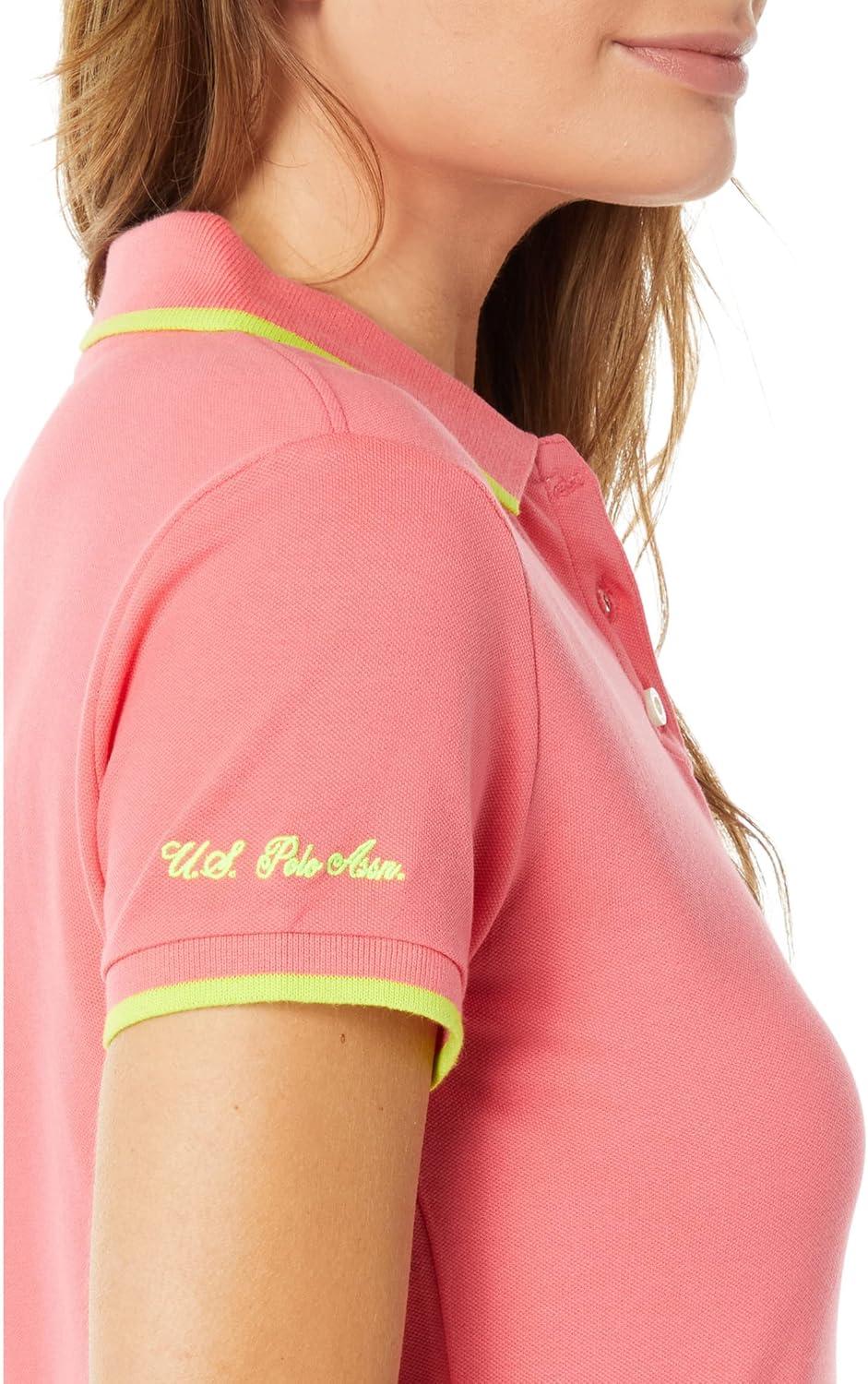 image:imageUS Polo Assn Womens Classic Stretch Pique Polo ShirtCalypso Coral