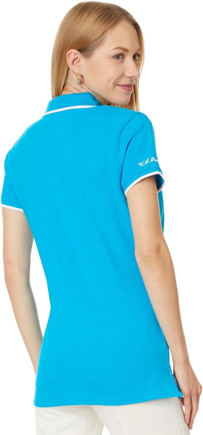 image:imageUS Polo Assn Womens Classic Stretch Pique Polo ShirtDowntown Blue