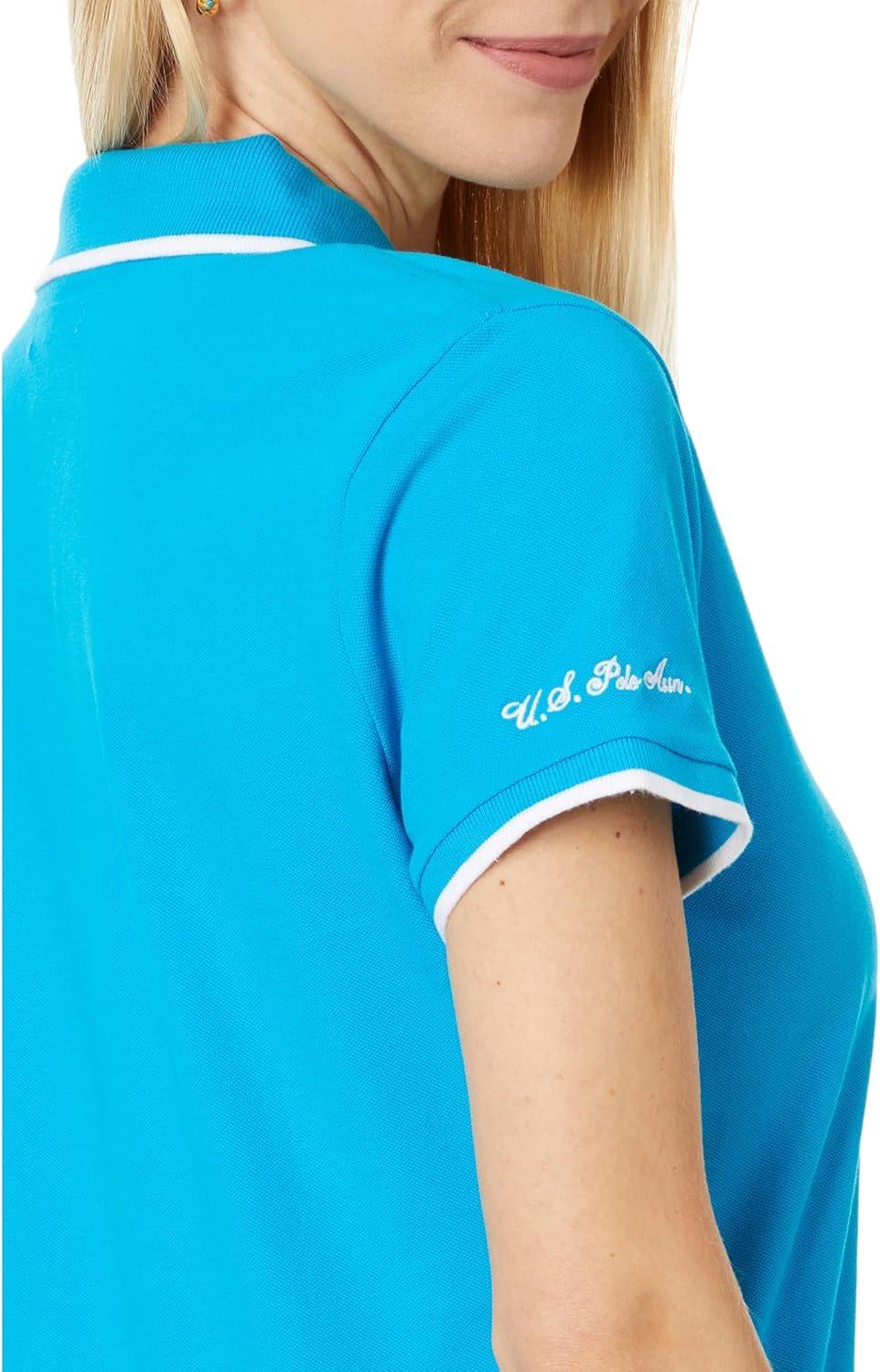 image:imageUS Polo Assn Womens Classic Stretch Pique Polo ShirtDowntown Blue