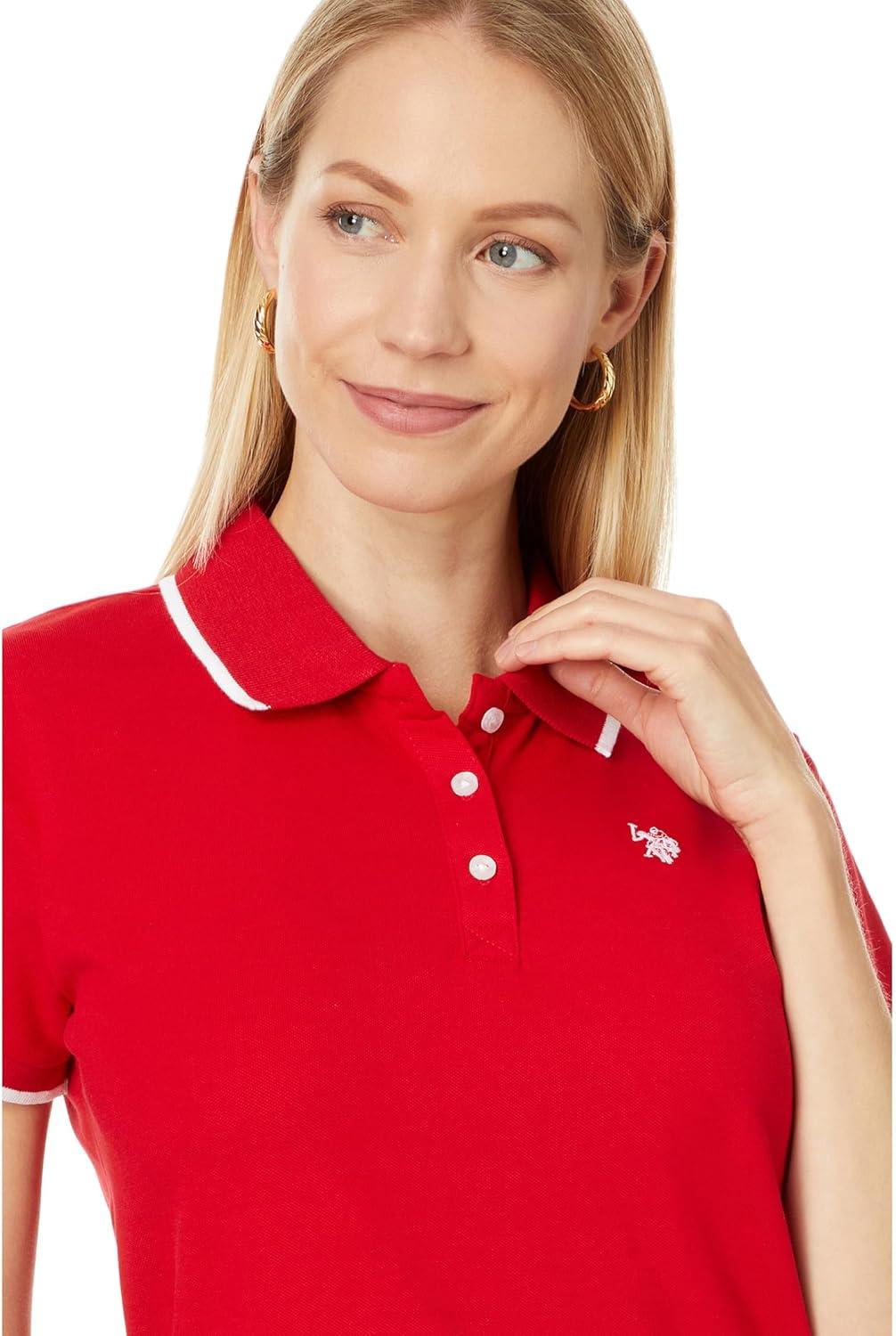 image:imageUS Polo Assn Womens Classic Stretch Pique Polo ShirtEngine Red