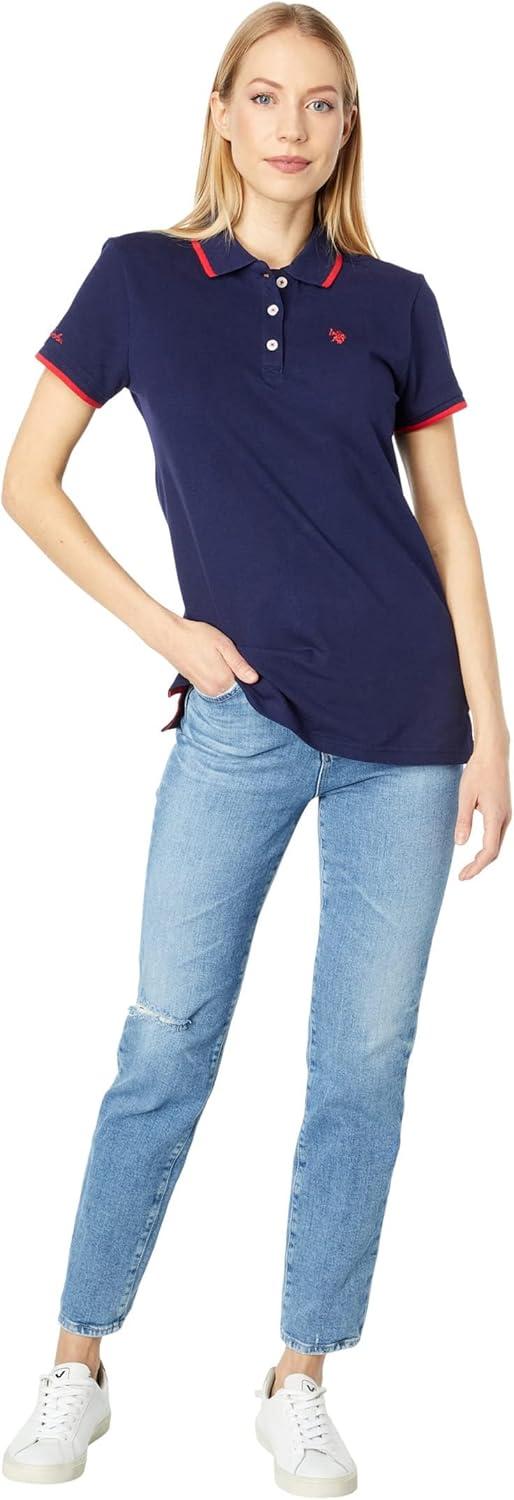 image:imageUS Polo Assn Womens Classic Stretch Pique Polo ShirtEvening Blue
