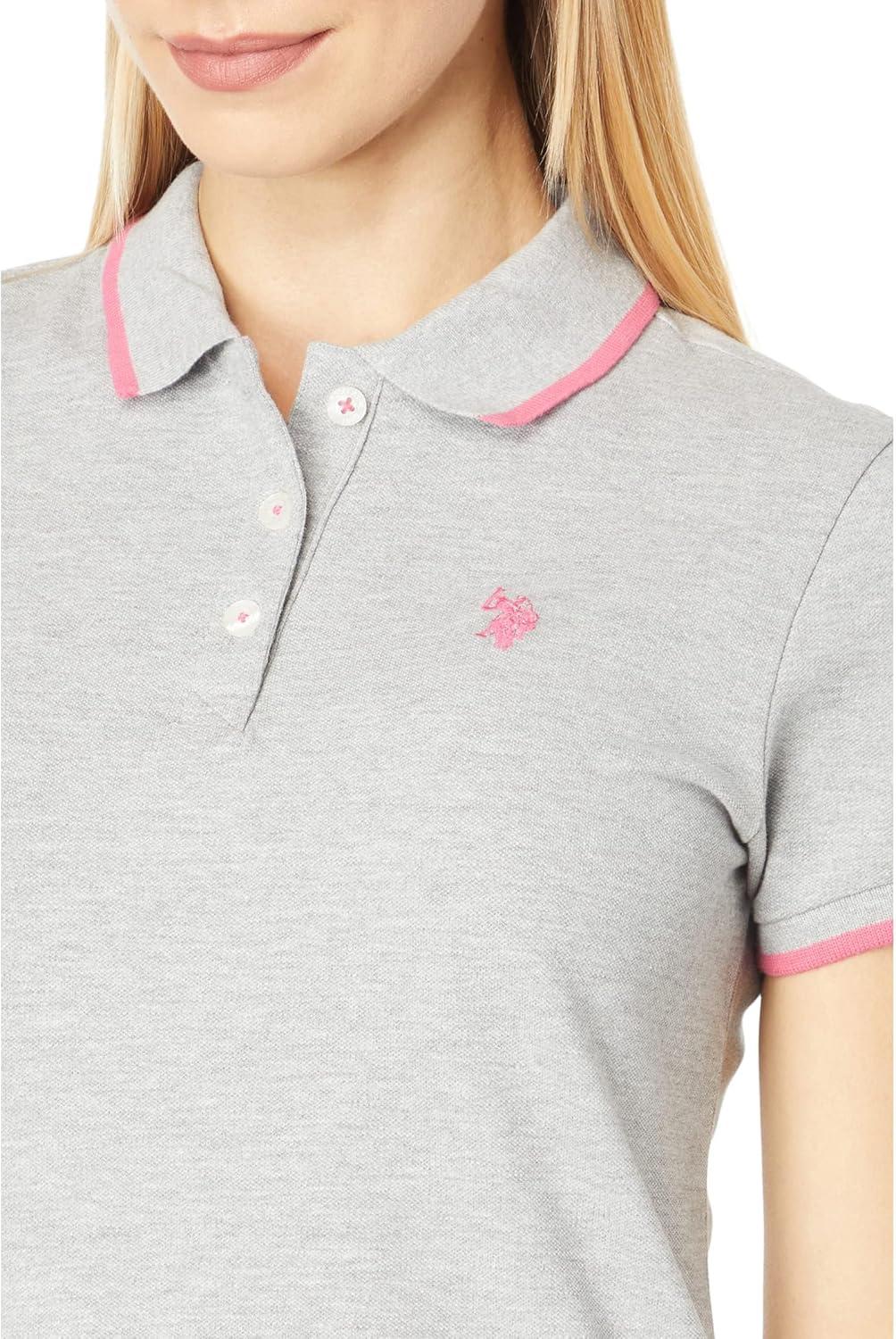 image:imageUS Polo Assn Womens Classic Stretch Pique Polo ShirtHeather Grey
