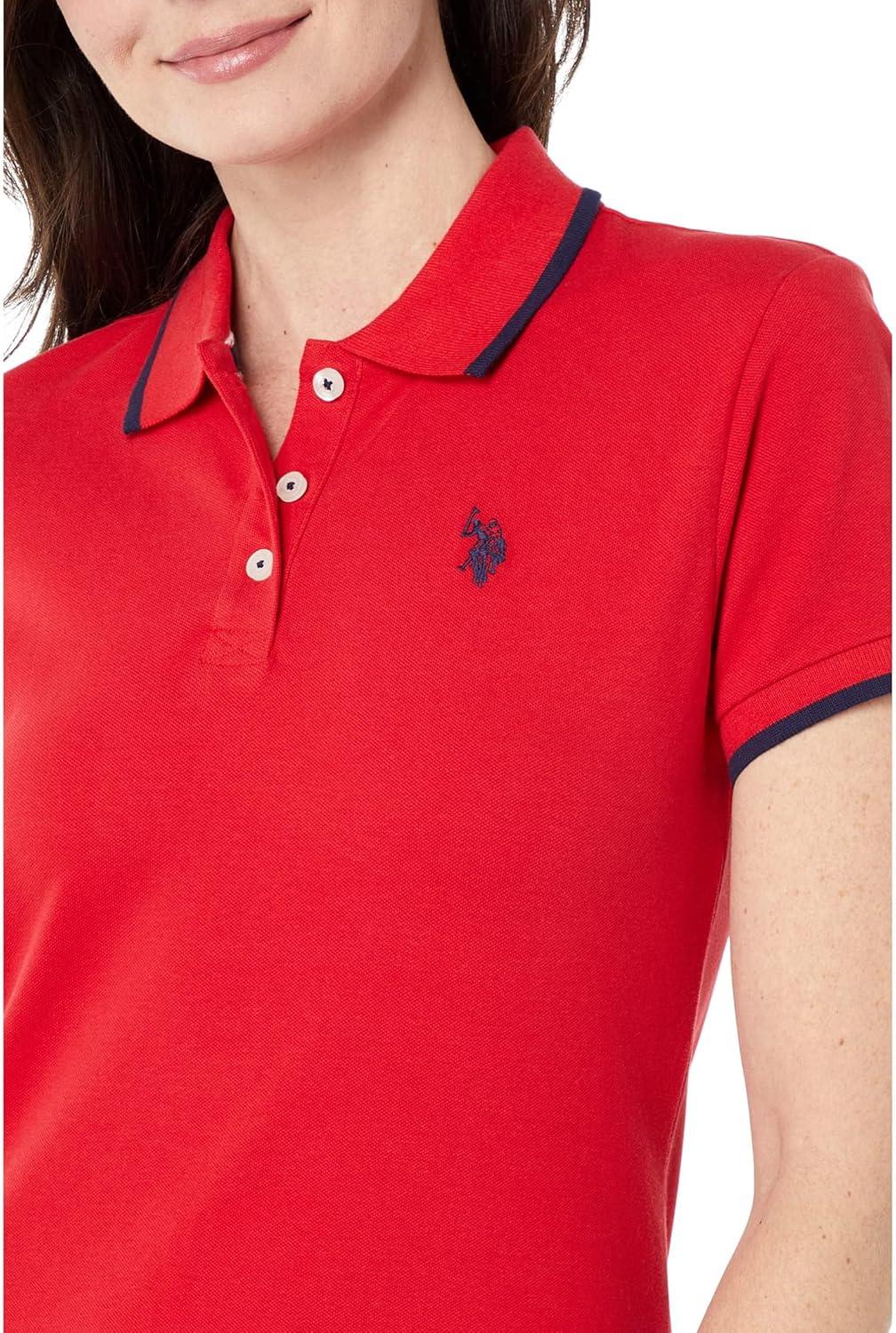 image:imageUS Polo Assn Womens Classic Stretch Pique Polo ShirtRacing Red