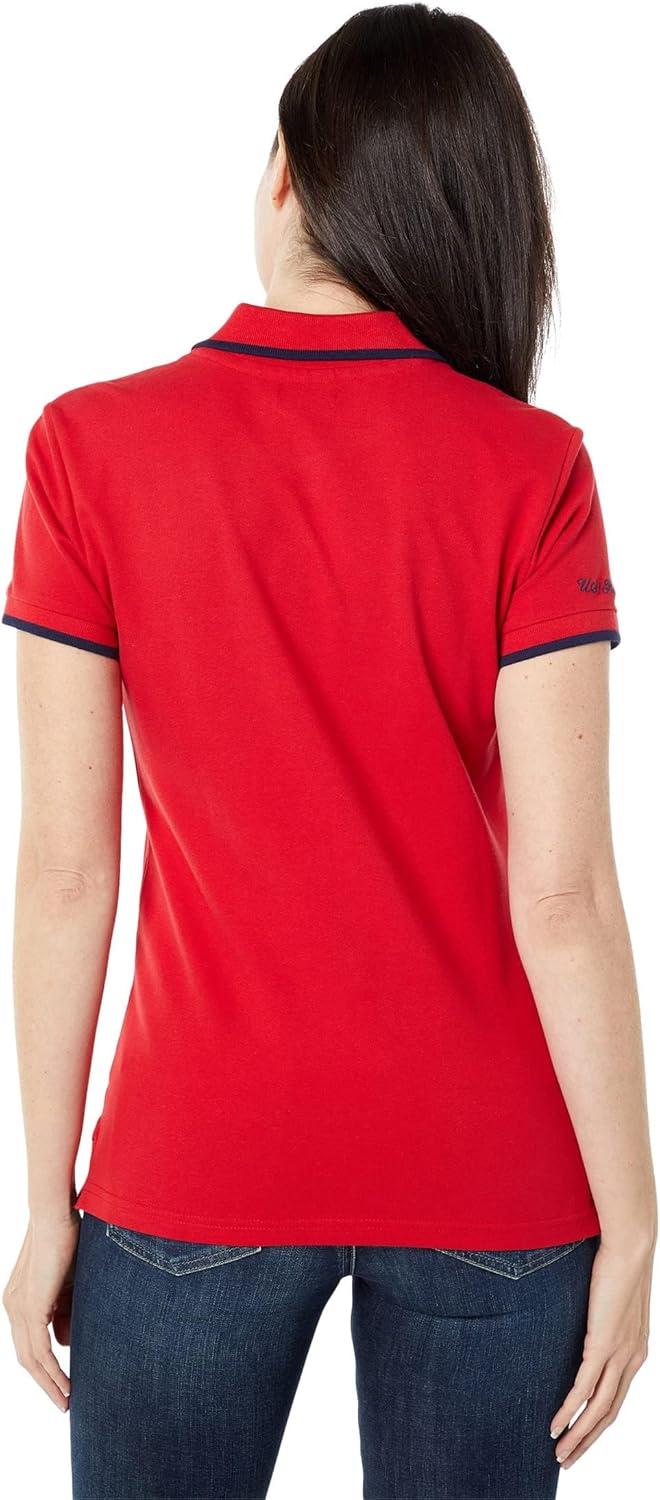 image:imageUS Polo Assn Womens Classic Stretch Pique Polo ShirtRacing Red