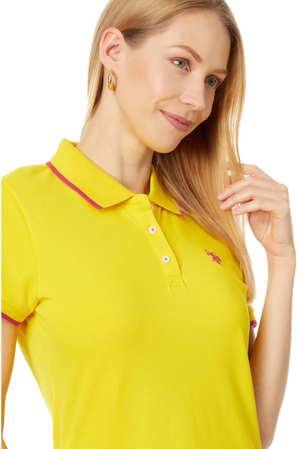 image:imageUS Polo Assn Womens Classic Stretch Pique Polo ShirtScoring Yellow