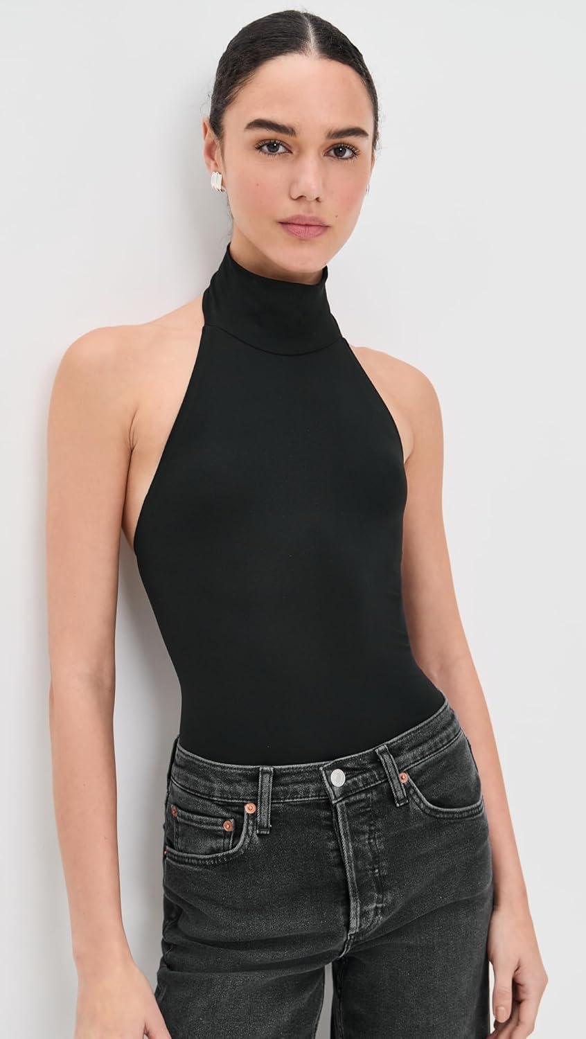 image:imagecommando Womens Ballet Turtleneck Halter Thong BodysuitBlack