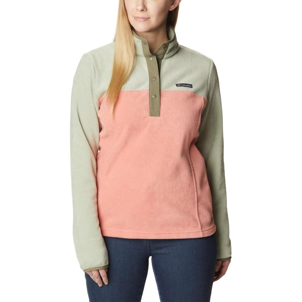 image:imageColumbia womens Benton Springs 12 Snap PulloverFaded PeachSafariStone Green