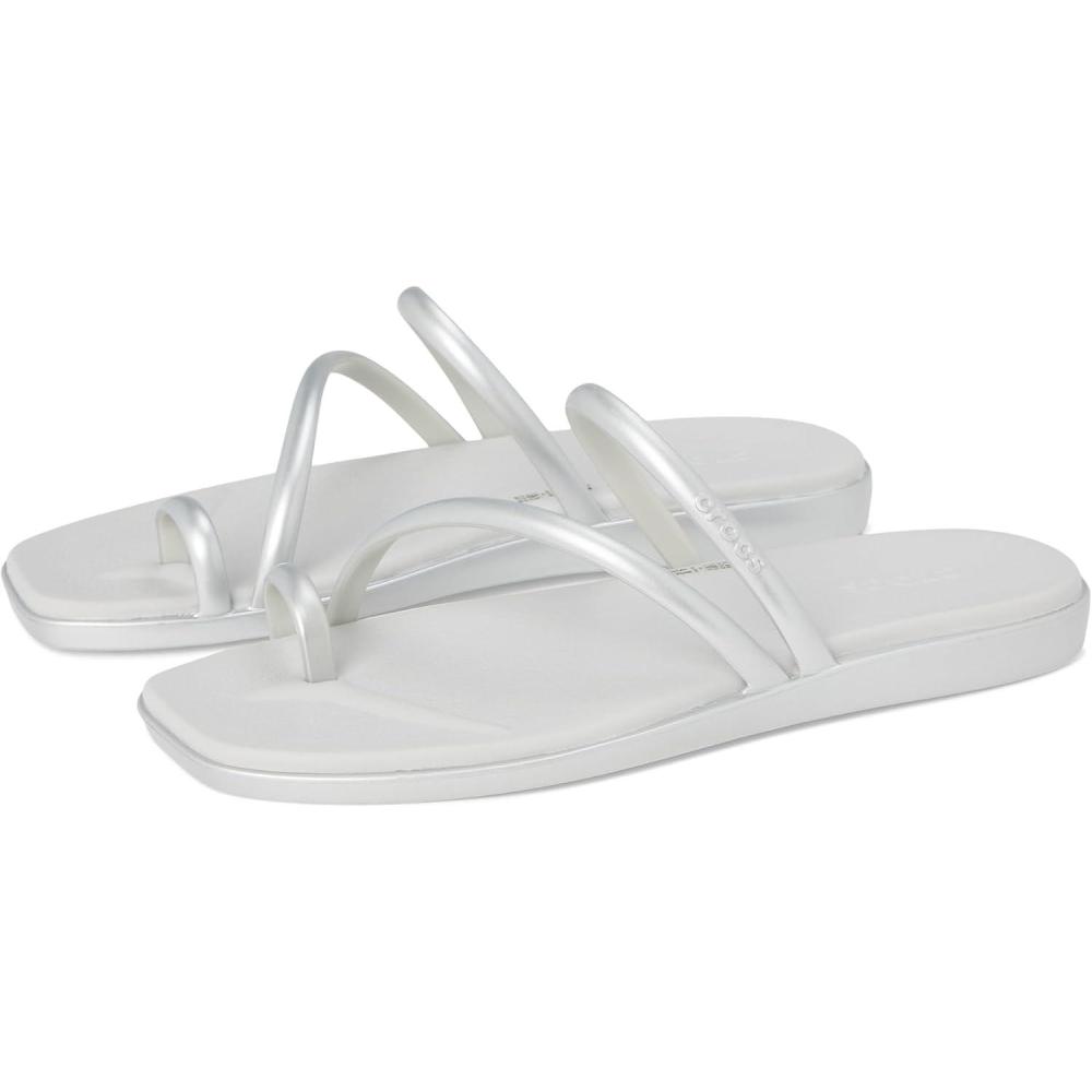 image:imageCrocs Womens Miami Toe Loop Sandal FlatMetallic Silver