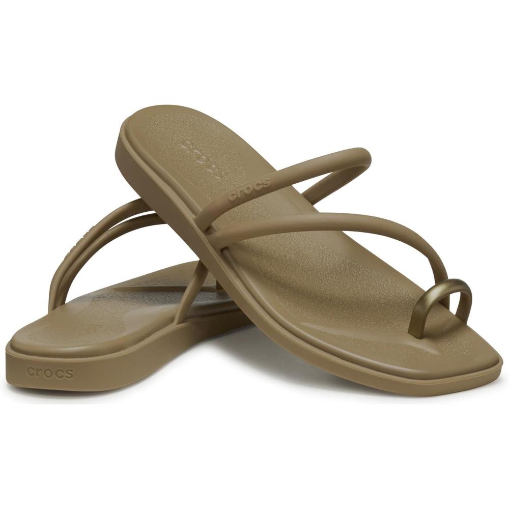image:imageCrocs Womens Miami Toe Loop Sandal FlatSepia Metallic
