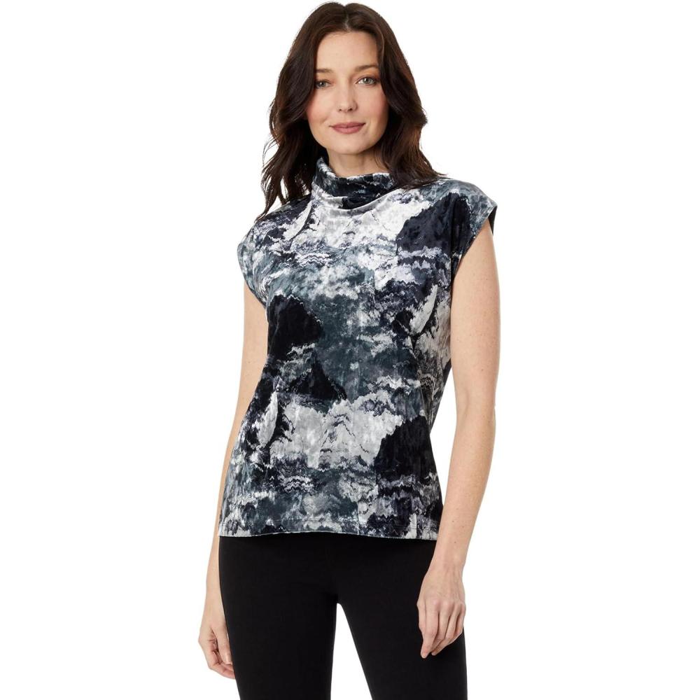 image:imageElliott Lauren Galaxy Printed Velvet Sleeveless TurtleneckMulti