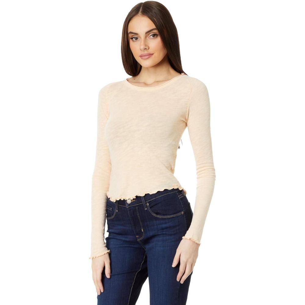 image:imageFree People Womens Be My Baby Long SleeveWhite Peach