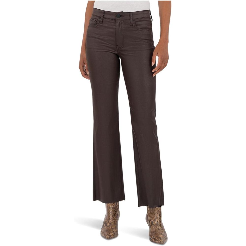 image:imageKUT from The Kloth Womens Kelsey HighRise Ankle Flare with Raw HemChocolate