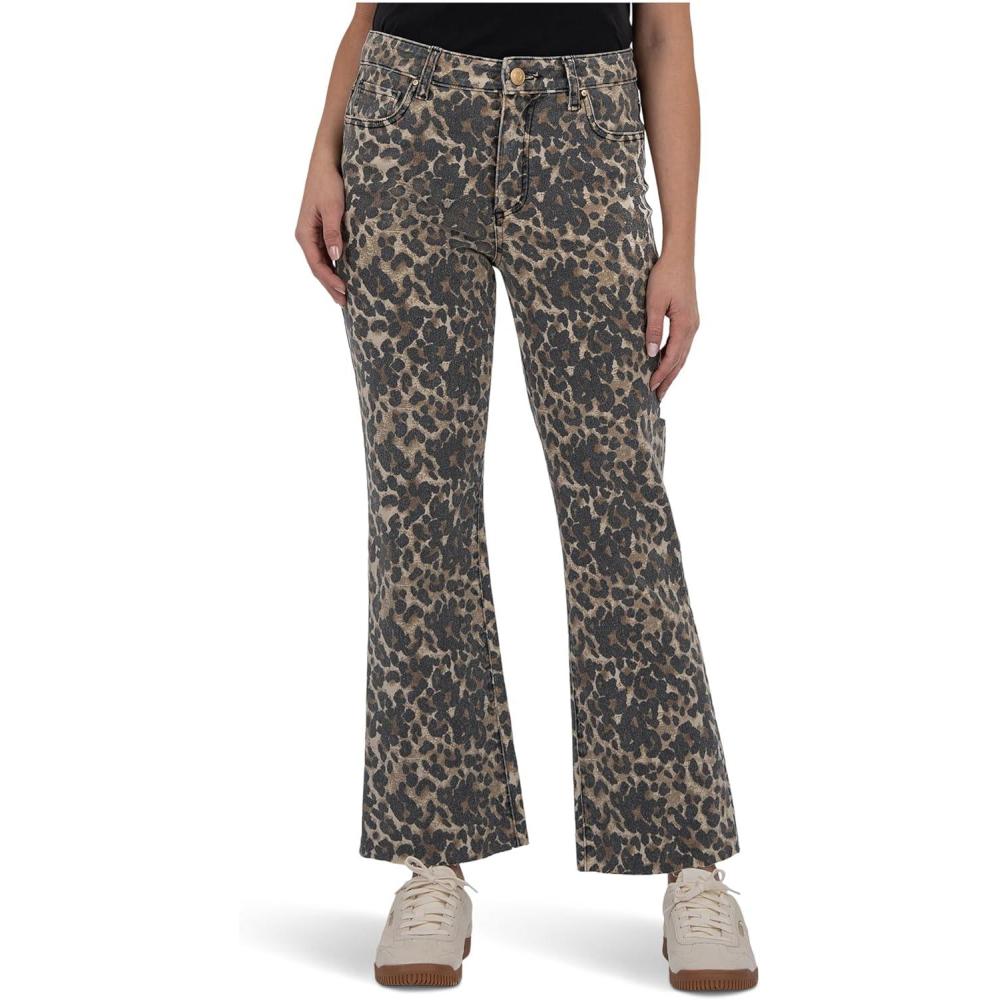 image:imageKUT from The Kloth Womens Kelsey HighRise Ankle Flare with Raw HemTanBrown