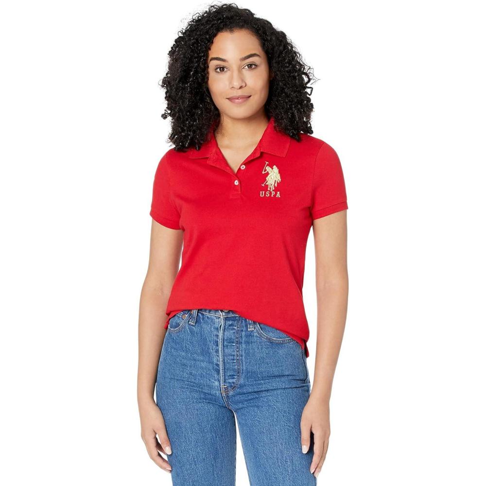 image:imageMetallic Print Polo Shirt by US Polo AssnEngine Red
