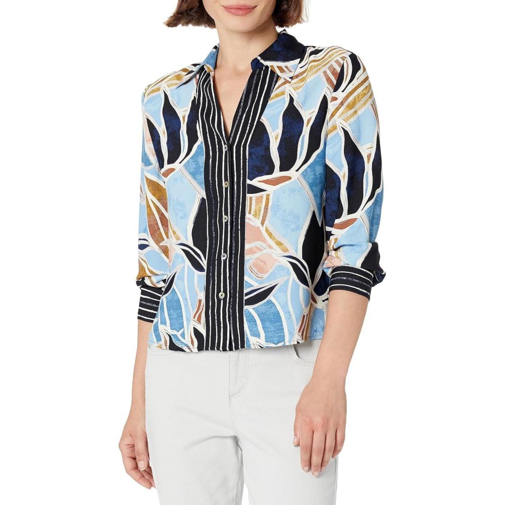 image:imageNICZOE Womens Petite Sapphire Shades ShirtBlue Multi