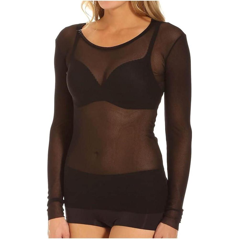 image:imageOnly Hearts Womens Tailored Tulle LongSleeve CrewNeck ShirtBlack