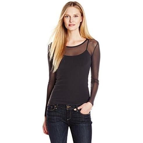 image:imageOnly Hearts Womens Tailored Tulle LongSleeve CrewNeck ShirtCarbon