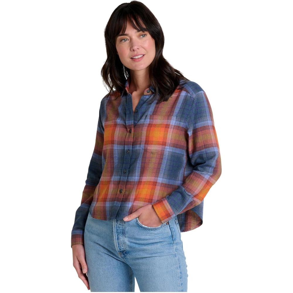 image:imageToadampCo Womens ReForm Flannel Boxy Long Sleeve ShirtInk Ombre