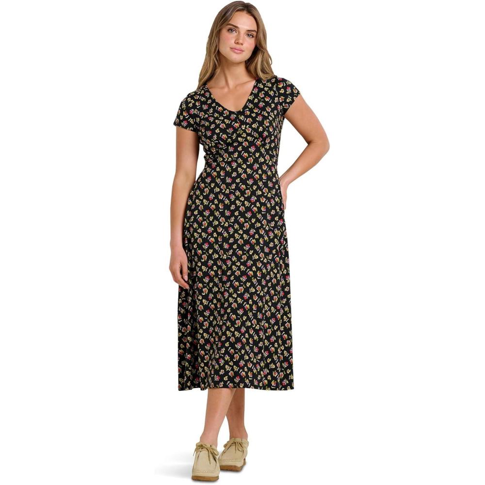 image:imageToadampCo Womens Rose Midi Short Sleeve DressBlack Pansy Print