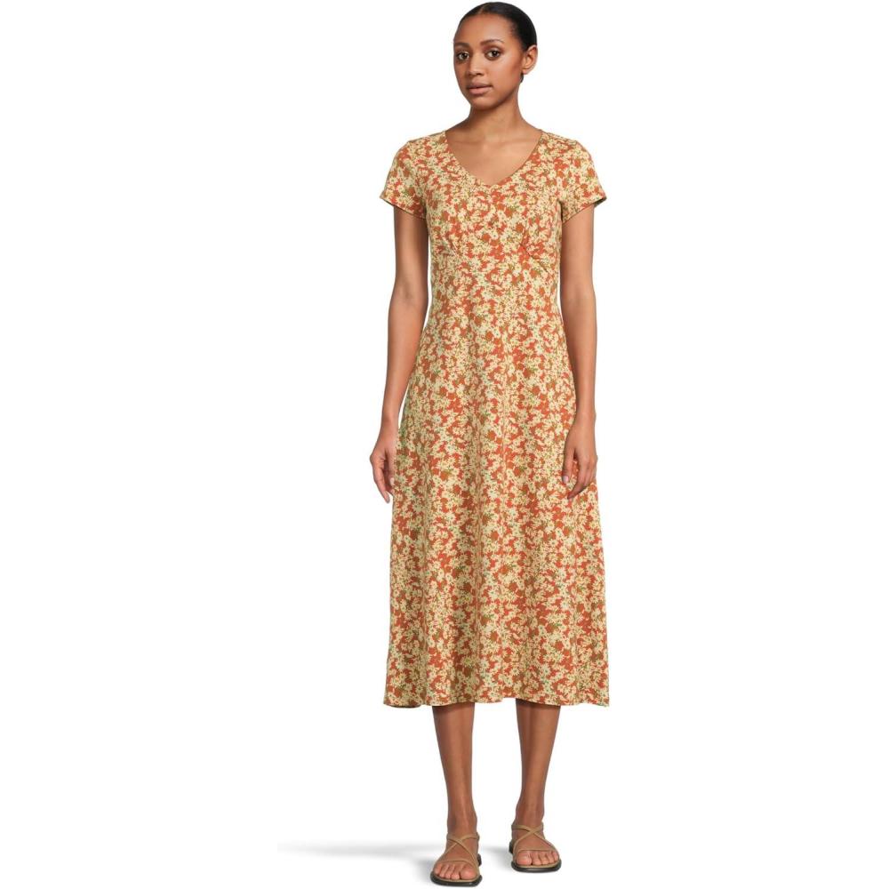 image:imageToadampCo Womens Rose Midi Short Sleeve DressMango Daisy Field Print