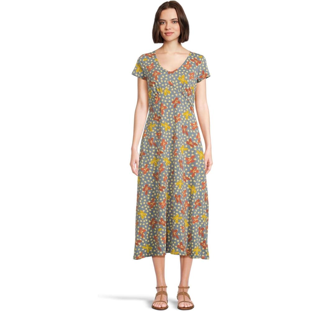 image:imageToadampCo Womens Rose Midi Short Sleeve DressNorth Shore Lily Print