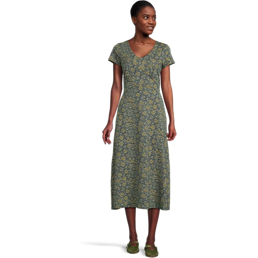 image:imageToadampCo Womens Rose Midi Short Sleeve DressTrue Navy Retro Print
