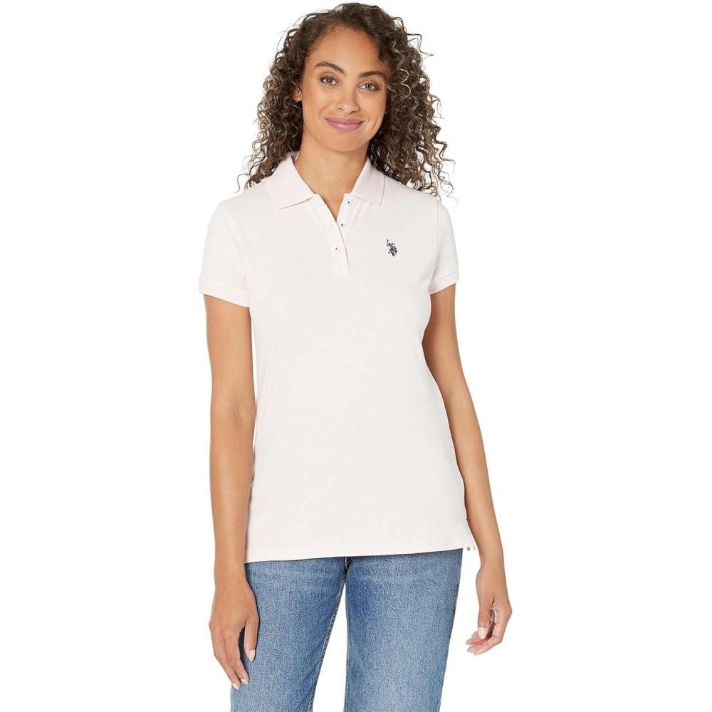 image:imageUS Polo ASSN Womens Short Sleeve Small Pony Solid Pique Polo ShirtClassic Pink