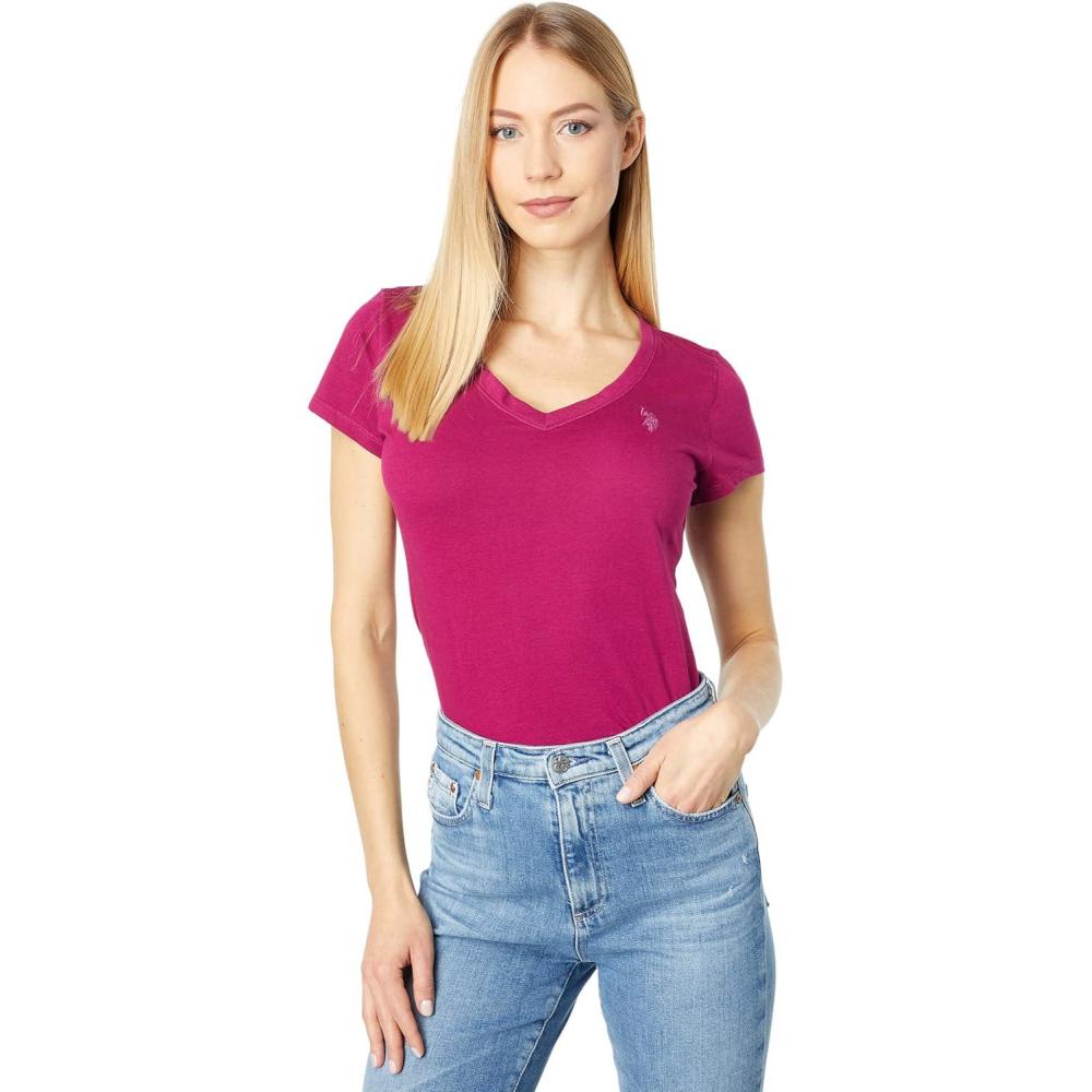 image:imageUS Polo Assn Iconic VNeck Tee Petal Ink LG