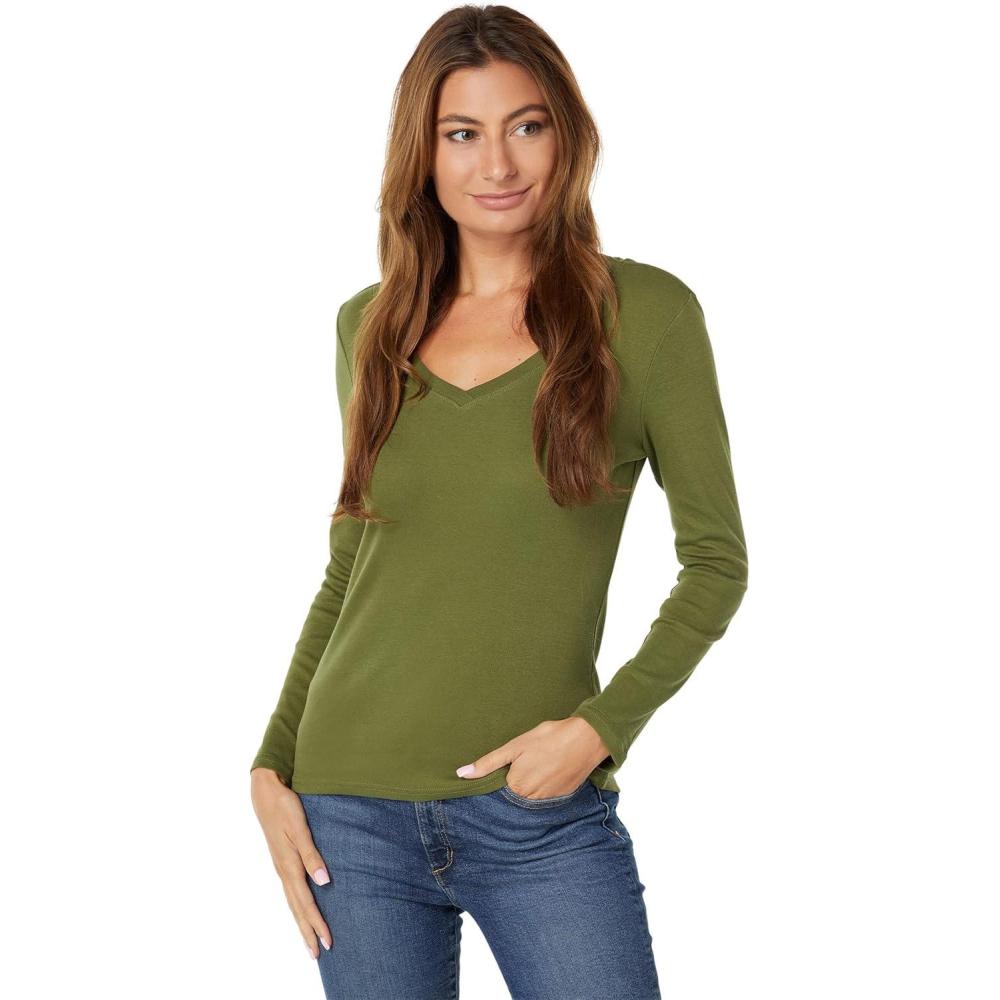 image:imageUS Polo Assn Juniors Ribbed VNeck TShirtCypress Olive