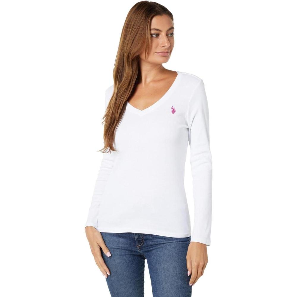image:imageUS Polo Assn Juniors Ribbed VNeck TShirtWhite