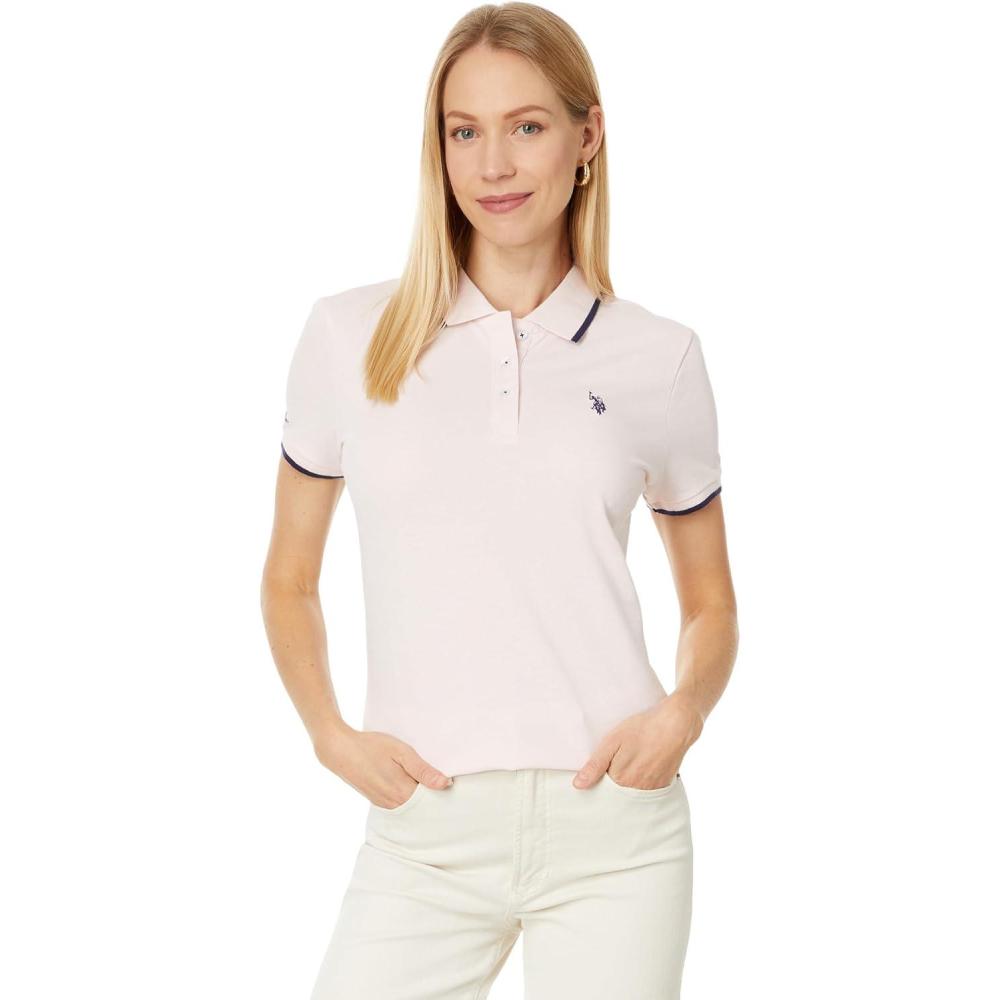 image:imageUS Polo Assn Womens Classic Stretch Pique Polo ShirtClassic Pink