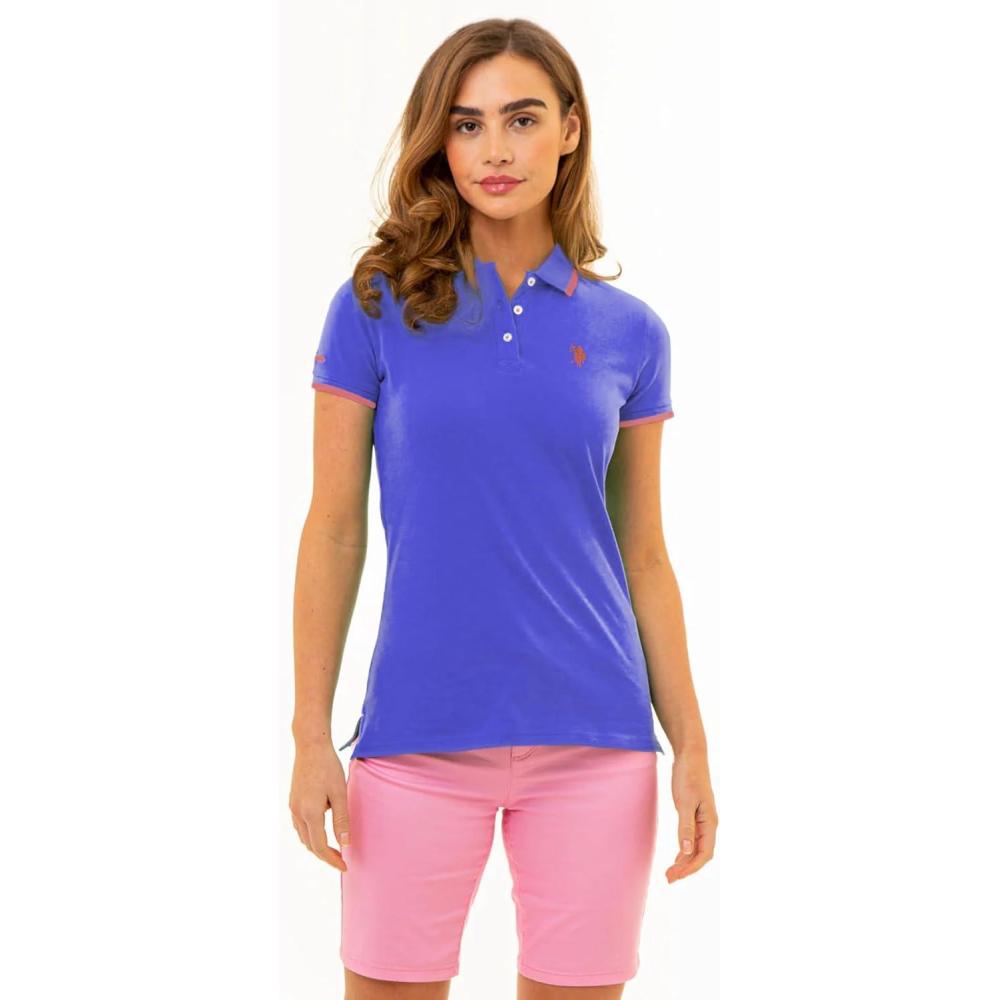image:imageUS Polo Assn Womens Classic Stretch Pique Polo ShirtPurple Haze