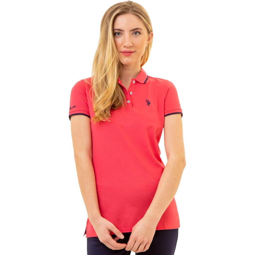 image:imageUS Polo Assn Womens Classic Stretch Pique Polo ShirtRouge Red