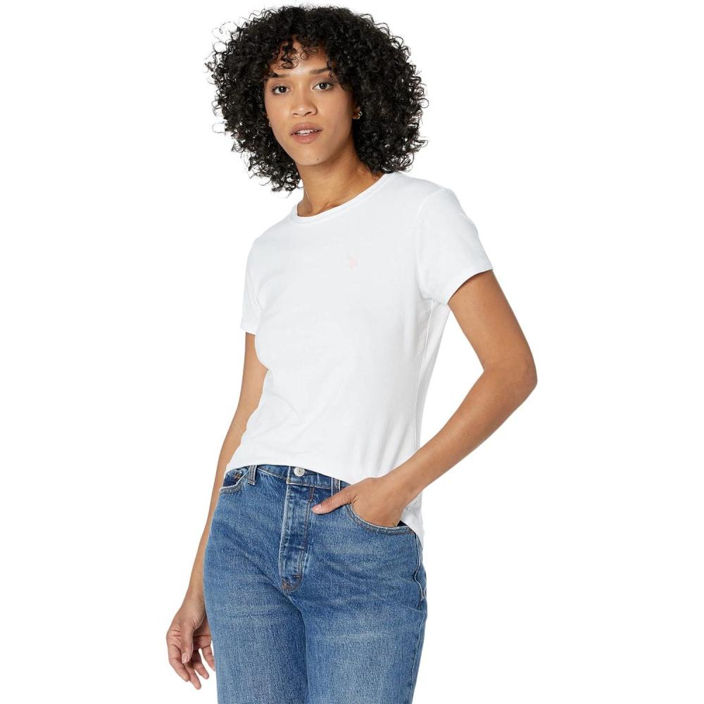 image:imageUS Polo Assn Womens Stretch Crew Neck TeeOptic White